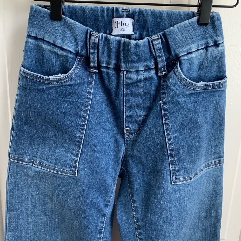 Bevy Flog Classic Blue Wide Leg Cargo Jeans Size 24 - Picture 3 of 5